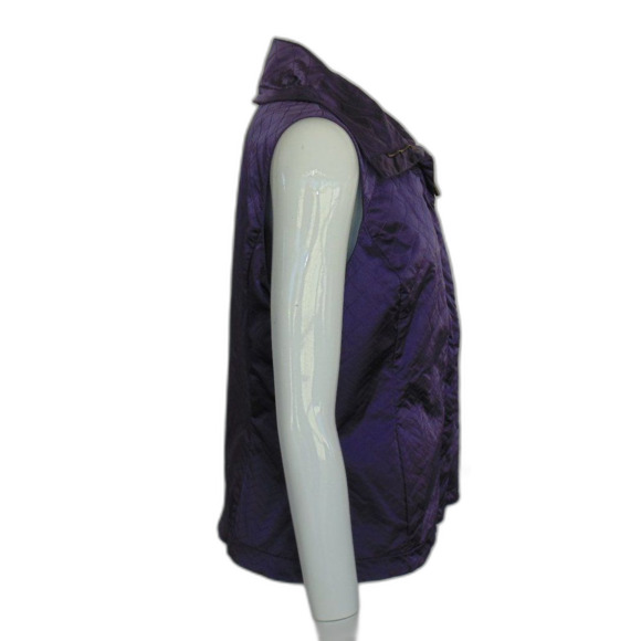 ST.JOHN SPORT Vest, L, Purple Quilted, Big Collar Zipper, Pockets - Picture 7 of 16